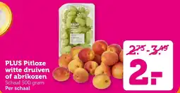 Coop PLUS Pitloze witte druiven of abrikozen aanbieding