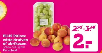 Coop PLUS Pitloze witte druiven of abrikozen aanbieding