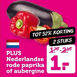 Coop Plus Nederlandse rode paprika of aubergine aanbieding