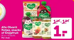 Coop Alle Olvarit Potjes, snacks of knijpfruit aanbieding