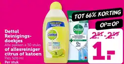 Coop Dettol Reinigings doekjes of allesreiniger citrus of katoen aanbieding