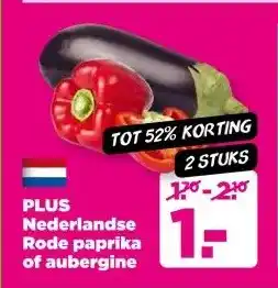 PLUS Plus Nederlandse Rode paprika of aubergine aanbieding