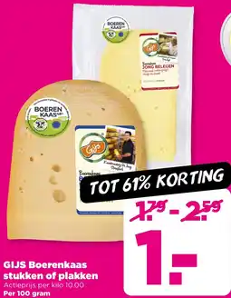 PLUS GIJS Boerenkaas stukken of plakken aanbieding