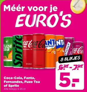 PLUS Coca-Cola, Fanta, Fernandes, Fuze Tea of Sprite aanbieding
