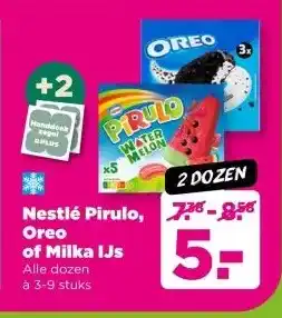 PLUS Nestlé Pirulo, Oreo of Milka IJs aanbieding