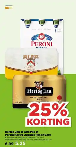 PLUS Hertog Jan of Alfa Pils of Peroni Nastro Azzurro Pils of 0.0% aanbieding