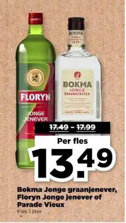 PLUS Bokma Jonge graanjenever, Floryn Jonge jenever of Parade Vieux aanbieding