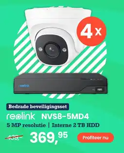 Paradigit reolink NVS8-5MD4 5 MP resolutie | Interne 2 TB HDD aanbieding