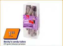 Action Becky's candy tubes aanbieding