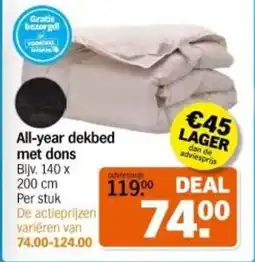 Albert Heijn All year dekbed met dons aanbieding