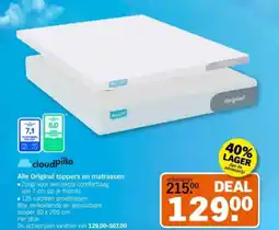 Albert Heijn cloudpillo Alle Original toppers en matrassen aanbieding