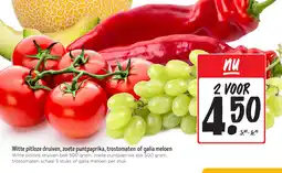 Jumbo Witte pitloze druiven, zoete puntpaprika, trostomaten of galia meloen aanbieding