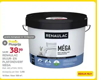Praxis Renaulac muur en plafondverf méga aanbieding