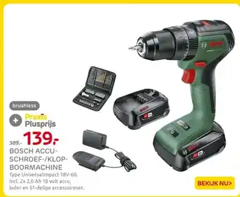 Praxis Bosch accu schroef, klop boormachine aanbieding