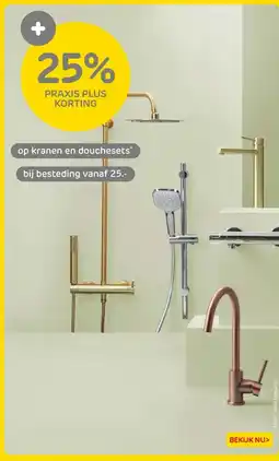 Praxis Op kranen en douchesets aanbieding