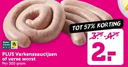 Coop Plus Varkenssaucijzen of verse worst aanbieding