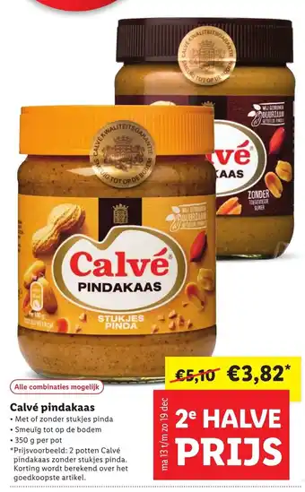 Lidl Calve Pindakaas 2*350g aanbieding