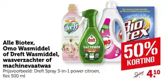 Coop Alle Biotex, Omo Wasmiddel of Dreft Wasmiddel, wasverzachter of machinevaatwas aanbieding