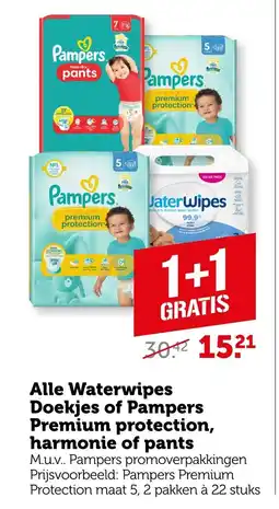 Coop Alle Waterwipes Doekjes of Pampers Premium protection, harmonie of pants aanbieding