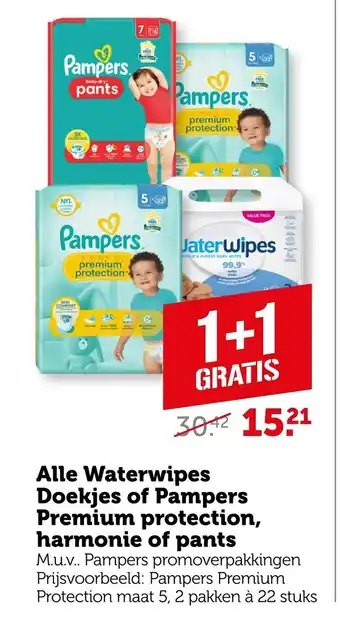 Coop Alle Waterwipes Doekjes of Pampers Premium protection, harmonie of pants aanbieding