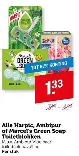 Coop Alle Harpic, Ambipur of Marcel's Green Soap Toiletblokken aanbieding