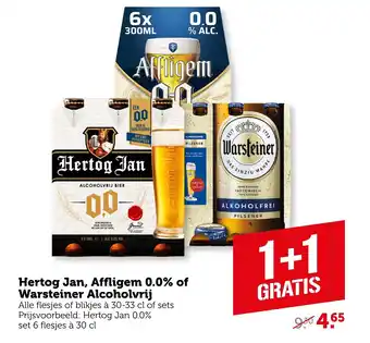 Coop Hertog Jan, Affligem 0.0% of Warsteiner Alcoholvrij aanbieding