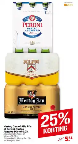 Coop Hertog Jan of Alfa Pils of Peroni Nastro Azzurro Pils of 0.0% aanbieding