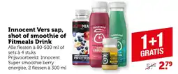 Coop Innocent Vers sap, shot of smoothie of Fitmeals Drink aanbieding