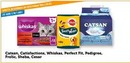 Coop Catsan, Catisfactions, Whiskas, Perfect Fit, Pedigree, Frolic, Sheba, Cesar aanbieding