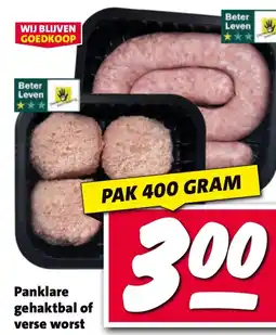 Nettorama Panklare gehaktbal of verse worst aanbieding