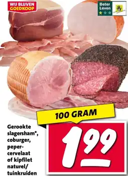 Nettorama Gerookte slagersham, coburger, peper cervelaat of kipfilet naturel/ tuinkruiden aanbieding