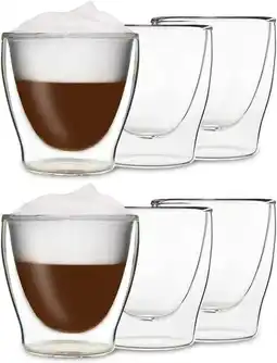 Amazon DUOS 6X 200ml starterglazen set - dubbelwandige thermoglazen, koffie theeglazen aanbieding