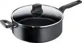 Bol.com Tefal Hard Titanium Pro Hapjespan met Deksel - Ø28cm - Inductie - Aluminium - Zwart aanbieding