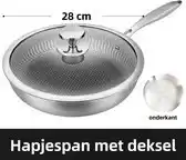 Bol.com Hapjespan met deksel - Pan - Ø28cm - RVS - Inclusief glazen deksel aanbieding