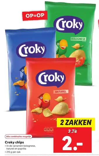 Lidl Croky chips 2*215g aanbieding