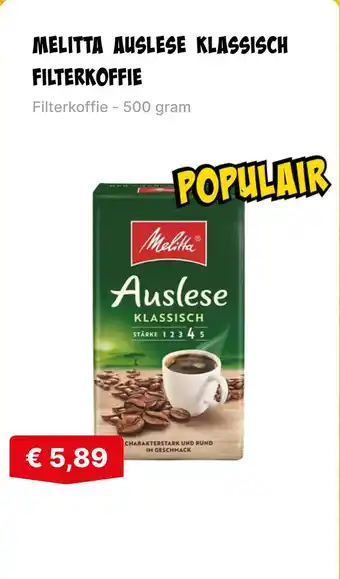 De prijshamer Melitta auslese klassisch filterkoffie aanbieding