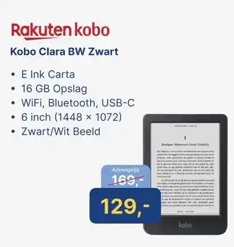 Levix Computershop Rakuten kobo Kobo Clara BW Zwart aanbieding