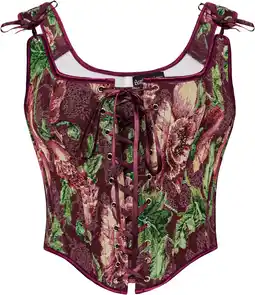 Amazon SCARLET DARKNESS Dames Renaissance Corset Top Vintage Bloemenprint Corsage Vest aanbieding