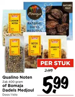 Vomar Voordeelmarkt Qualino Noten of Bomaja Dadels Medjoul aanbieding