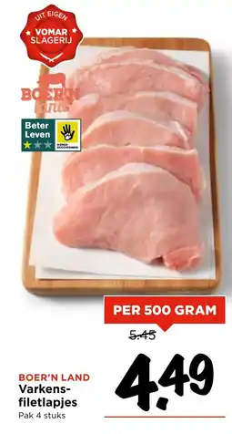 Vomar Voordeelmarkt BOER'N LAND Varkens filetlapjes aanbieding