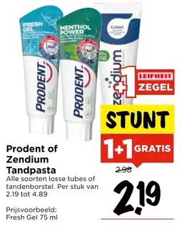 Vomar Voordeelmarkt Prodent of Zendium Tandpasta aanbieding