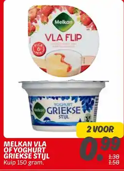 Dekamarkt Melkan vla of yoghurt griekse stijl aanbieding