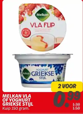 Dekamarkt Melkan vla of yoghurt griekse stijl aanbieding