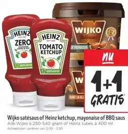 Jumbo Wijko satésaus of Heinz ketchup, mayonaise of BBQ saus aanbieding