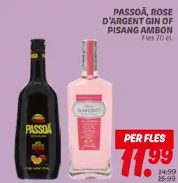 Dekamarkt Passoa, rose d'argent gin of pisang ambon aanbieding