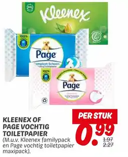 Dekamarkt Kleenex of page vochtig toiletpapier aanbieding