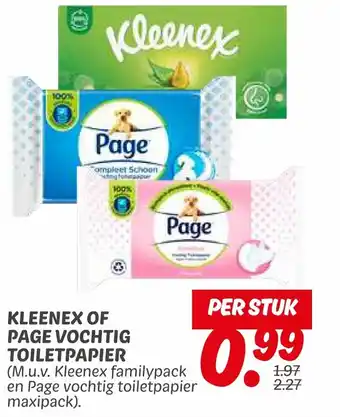 Dekamarkt Kleenex of page vochtig toiletpapier aanbieding