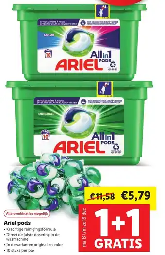 Lidl Ariel pods 2*10st aanbieding