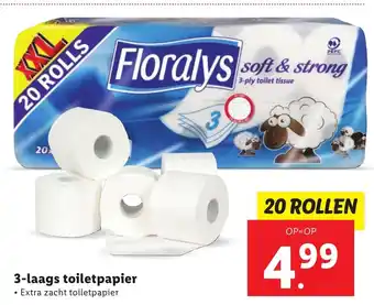 Lidl Floralys Toiletpapier 3-laags 20 rollen aanbieding