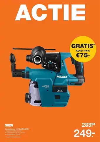 BOUWMAAT Makita Combihamer 18V DHR242JW aanbieding